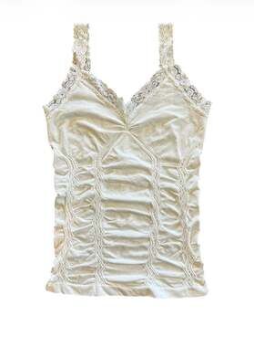 Mopas Women's Seamless Lace Trim Ruched Camisole Tank Top